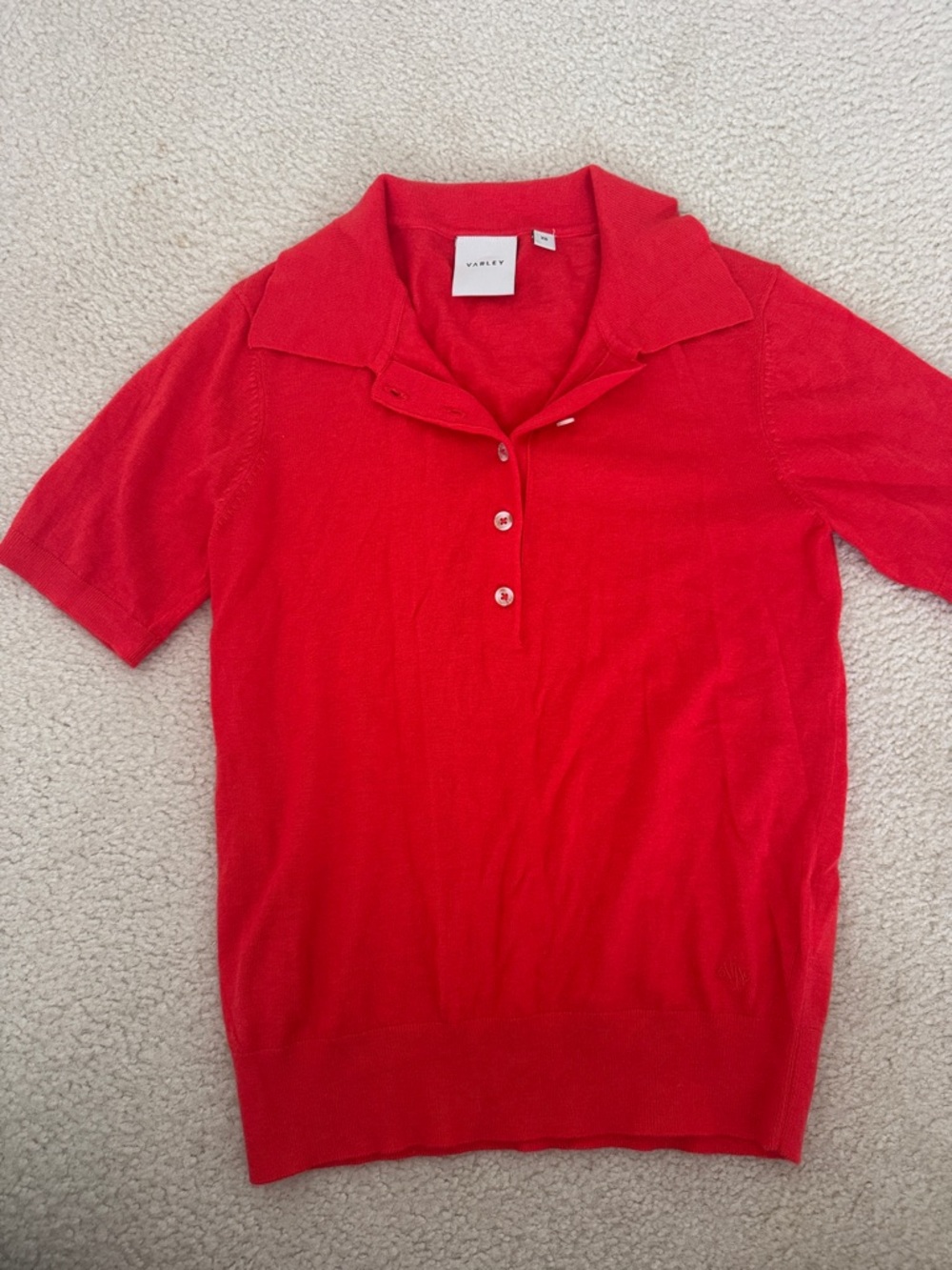 VARLEY Red Short Sleeve Polo Sweater